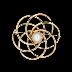 14K Yellow Gold Estate Cultured Pearl Pin