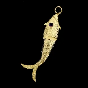 18K Yellow Gold Estate Flexible Fish Charm