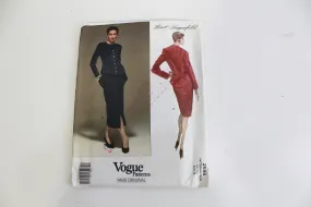 1990s Vogue Paris Original 2584 Karl Lagerfeld, Women's Jacket and Skirt Sewing Pattern, Size 8-10-12