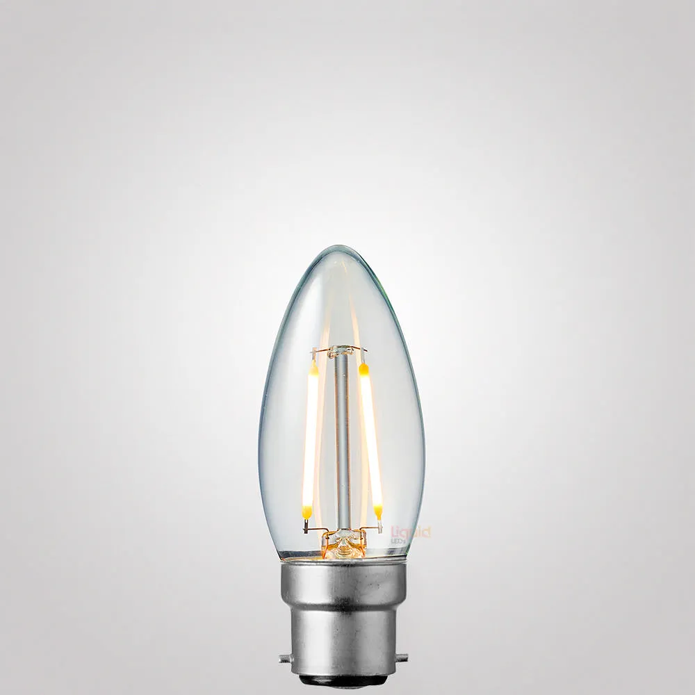 2W Candle LED Bulb B22 Clear in Warm White