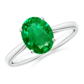 3 CT. Classic Solitaire Oval Emerald Ring