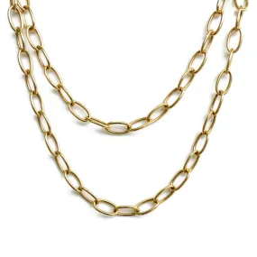 AFJ Gold Collection - Oval Link Chain Necklace,  Length 33, Yellow Gold