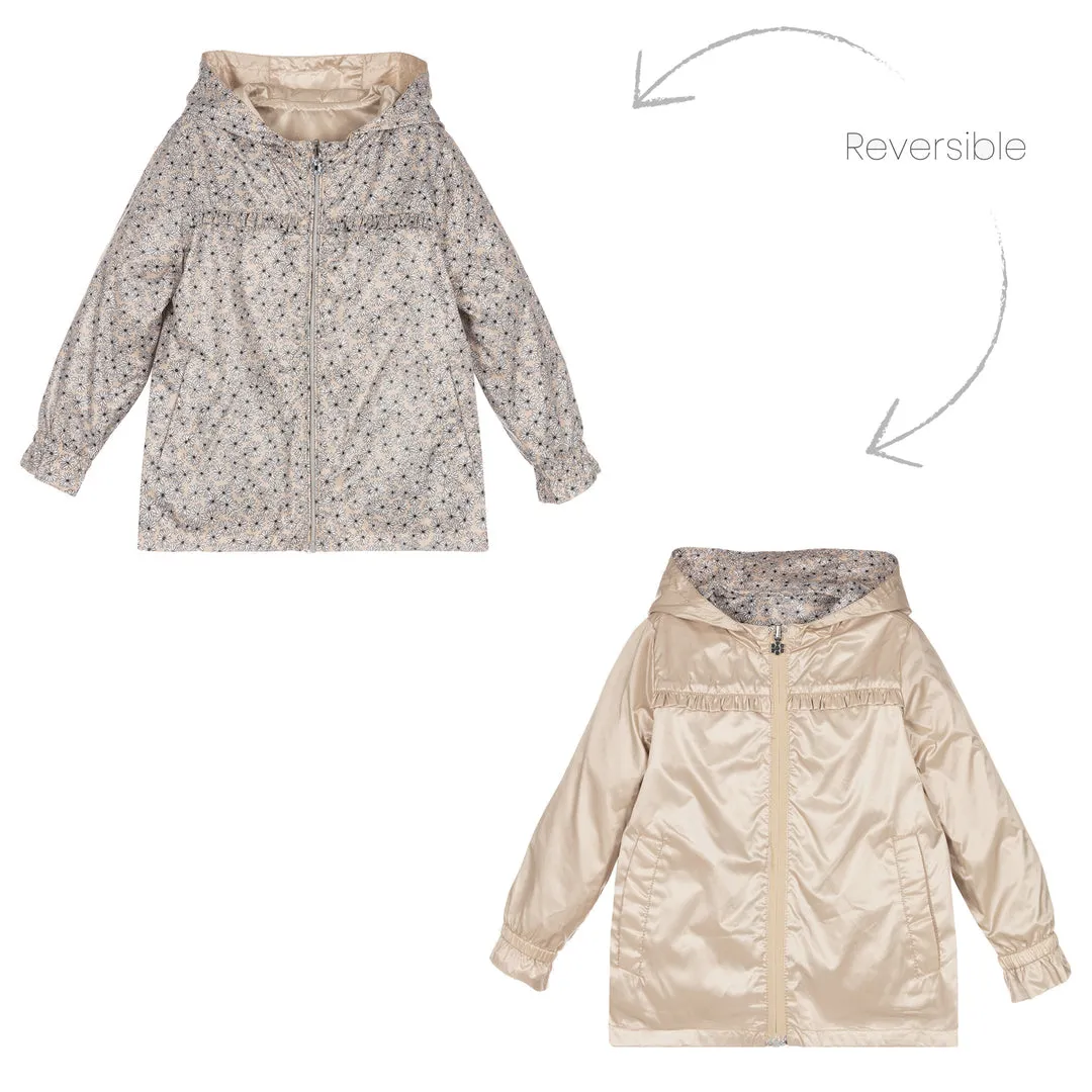 Beige Floral Reversible Windbreaker