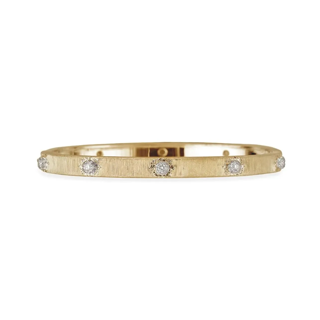 Buccellati - Macri Classica - Bangle Bracelet with Diamonds, 18k Yellow Gold, 5 mm