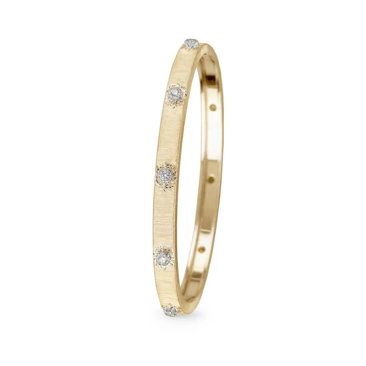 Buccellati - Macri Classica - Bangle Bracelet with Diamonds, 18k Yellow Gold, 5 mm