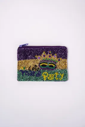 Cecilia Mardi Gras Beaded Zipper Coin Bag