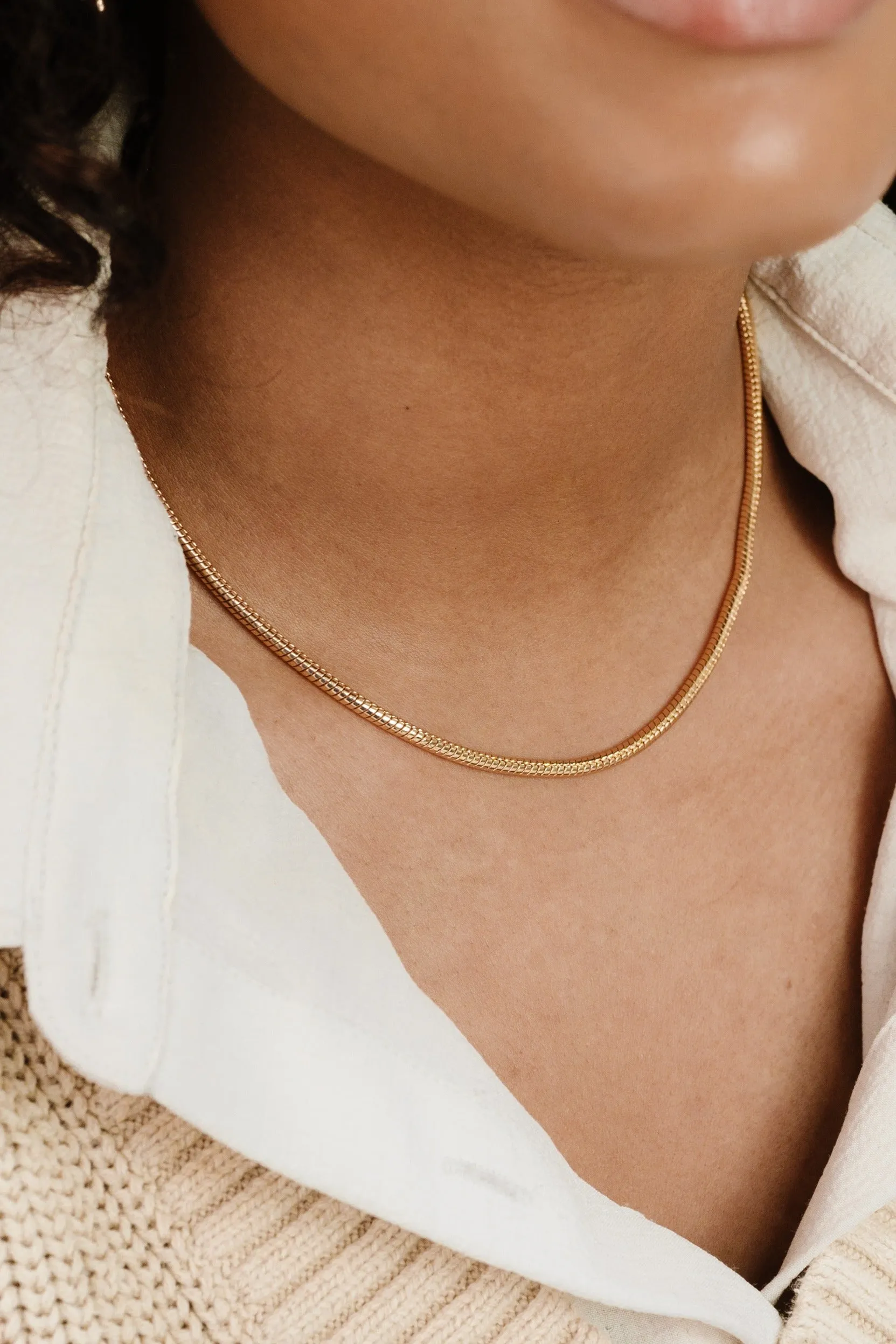 Classic 18k Gold Plated Snake Chain Necklace