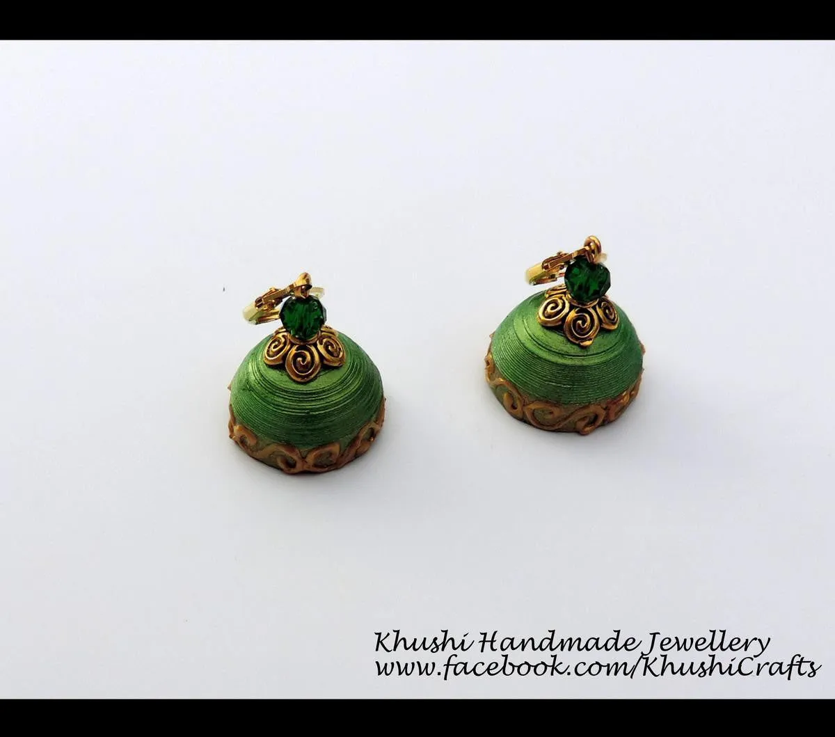 Classic jhumkas in Green Blue Yellow and Garnet