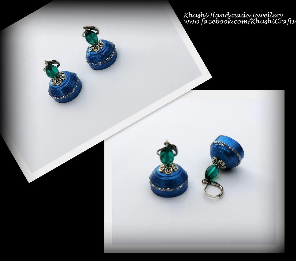 Classic jhumkas in Green Blue Yellow and Garnet