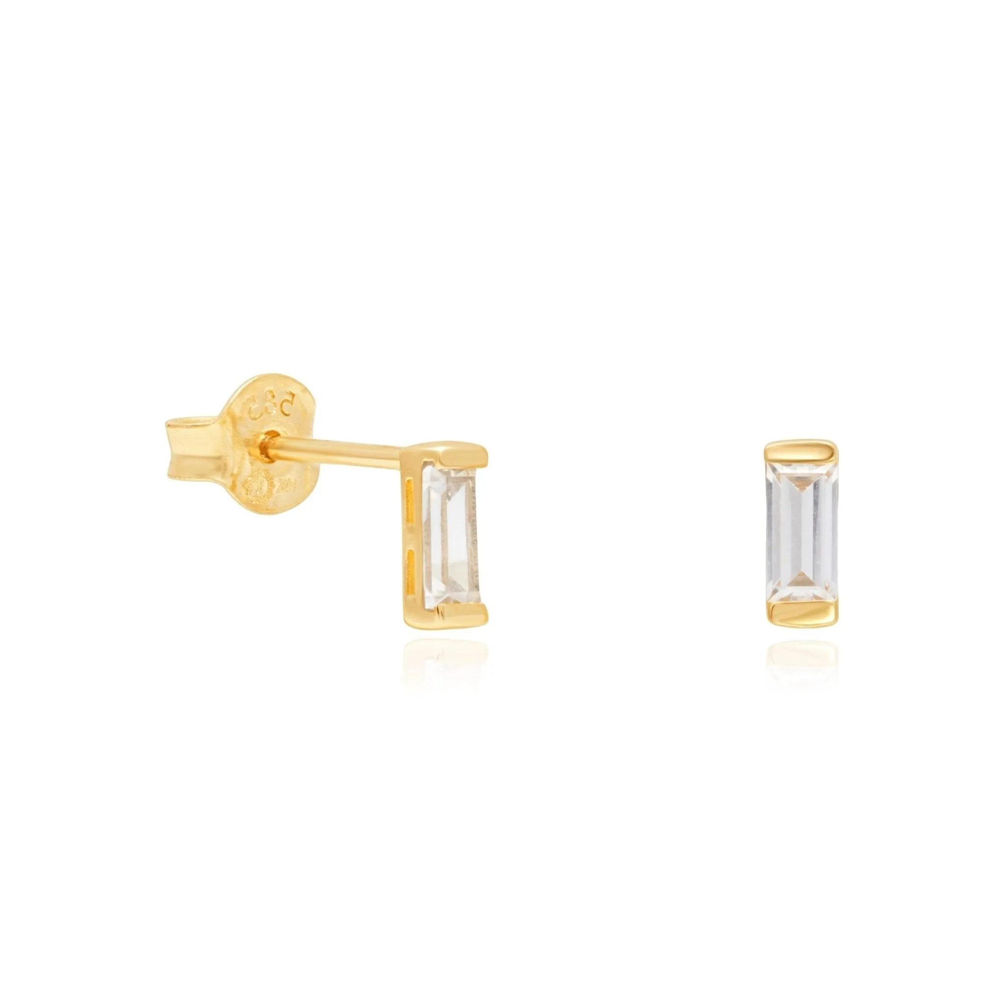 Cubic Zirconia Baguette Screw Back Earrings