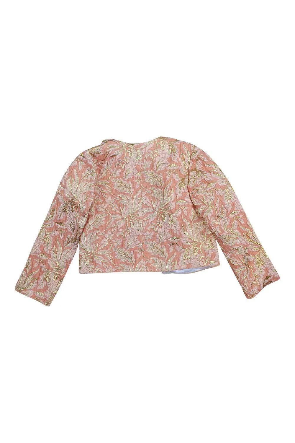 DOLCE & GABBANA KIDS Girl's Coral and Gold Brocade Button Front Jacket (5)