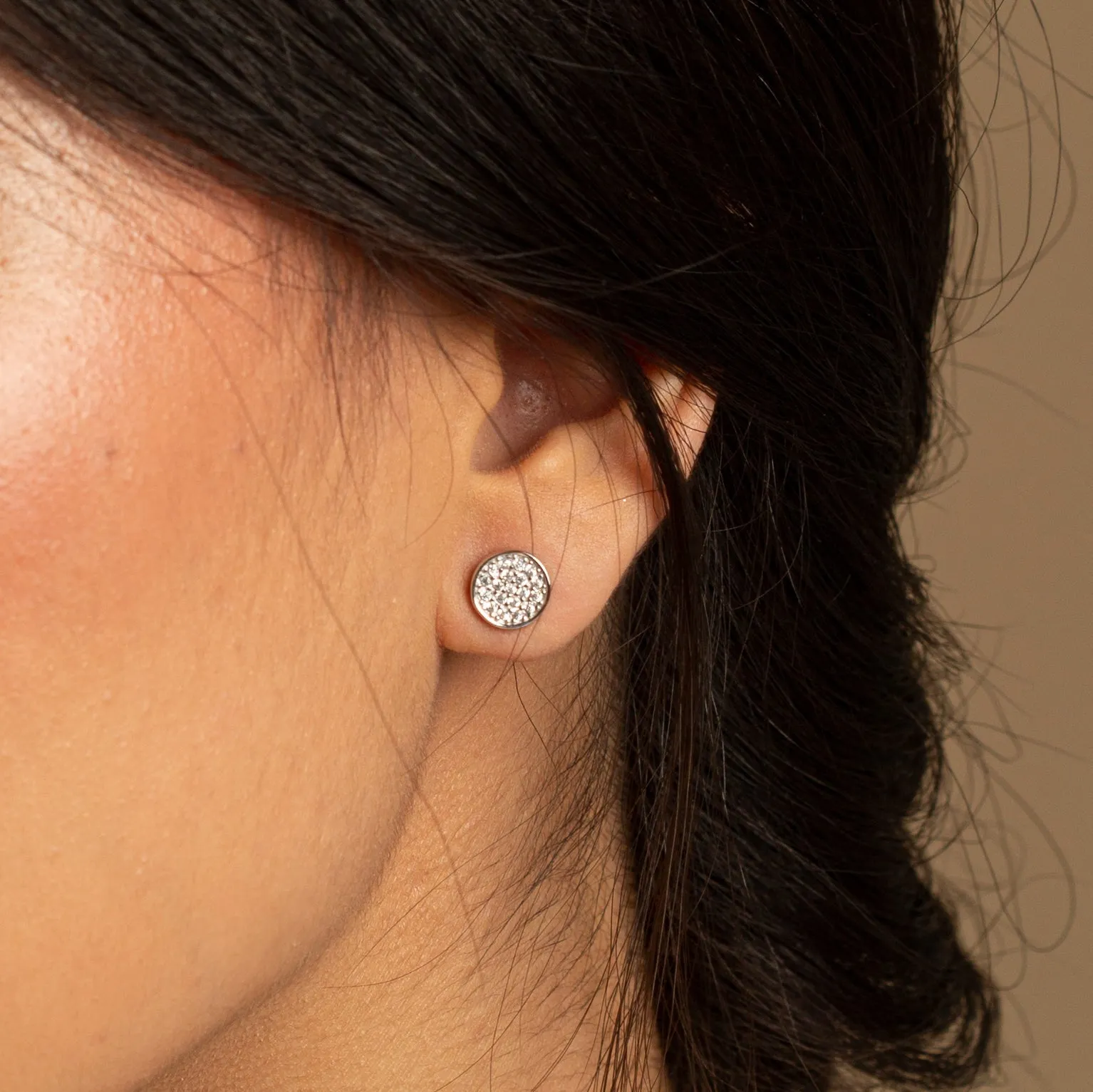 Earrings "Round Stud" 925 Silver