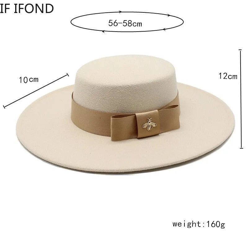 Fedora Hat For Women - Bowknot Flat Top