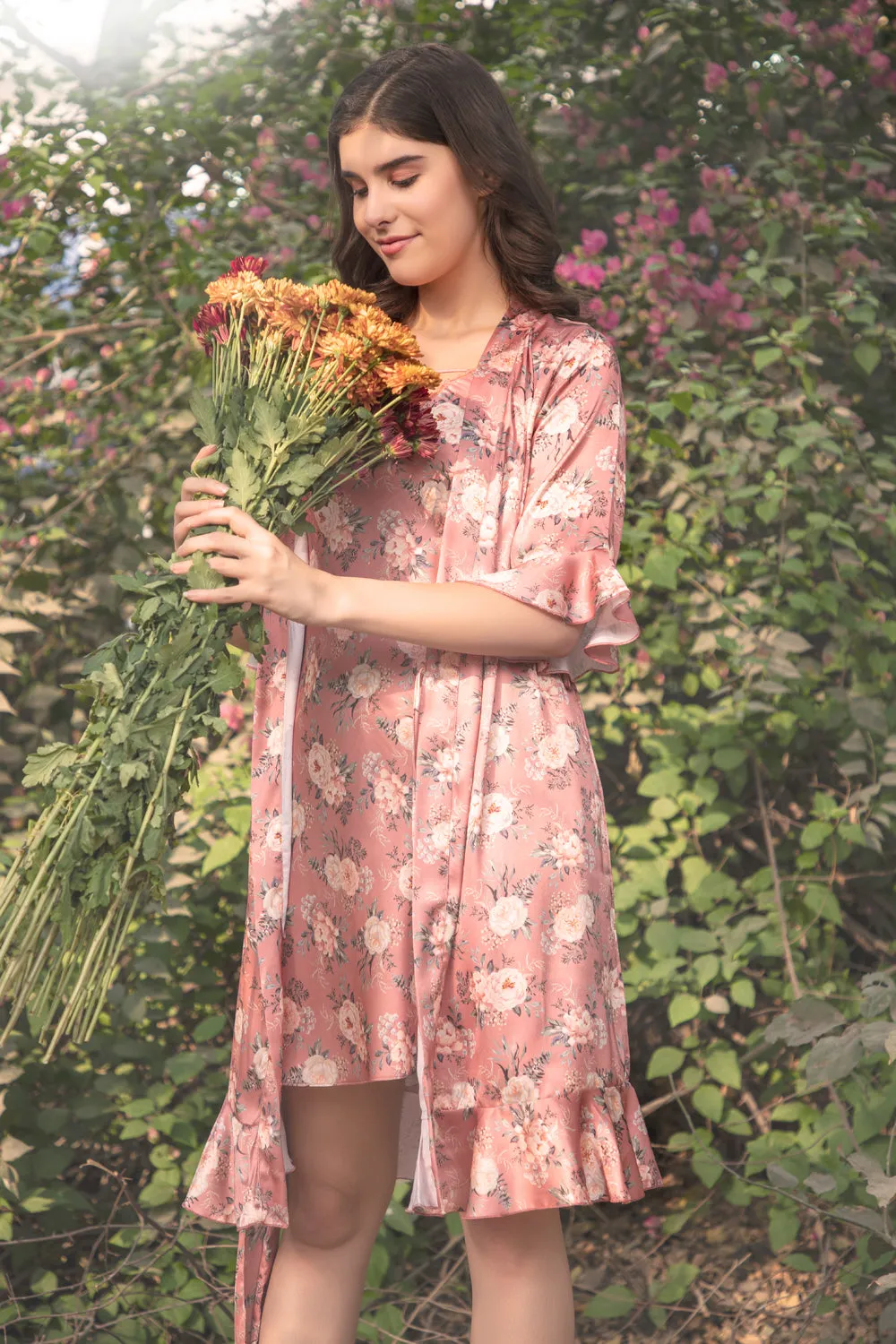 Floral print short Nightgown set