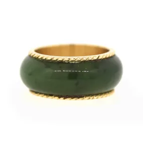 Green Jade & 14k Gold Band