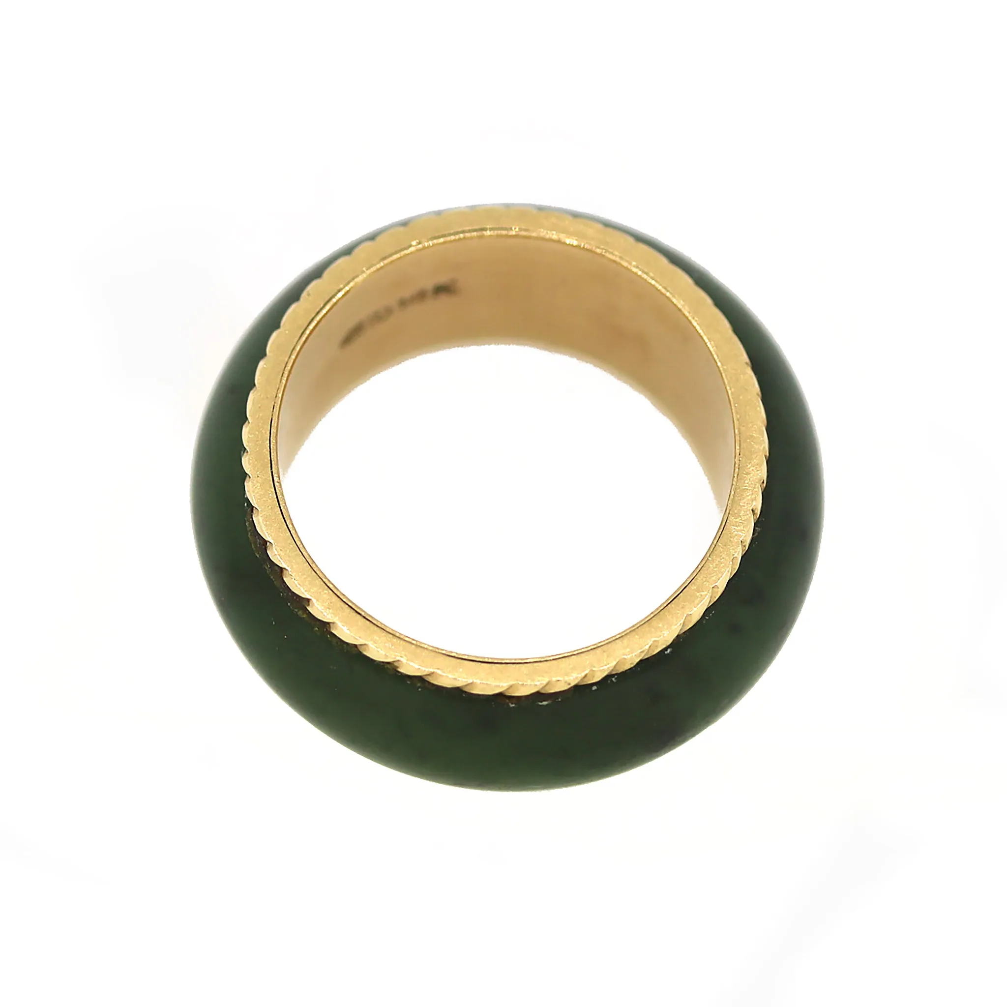 Green Jade & 14k Gold Band