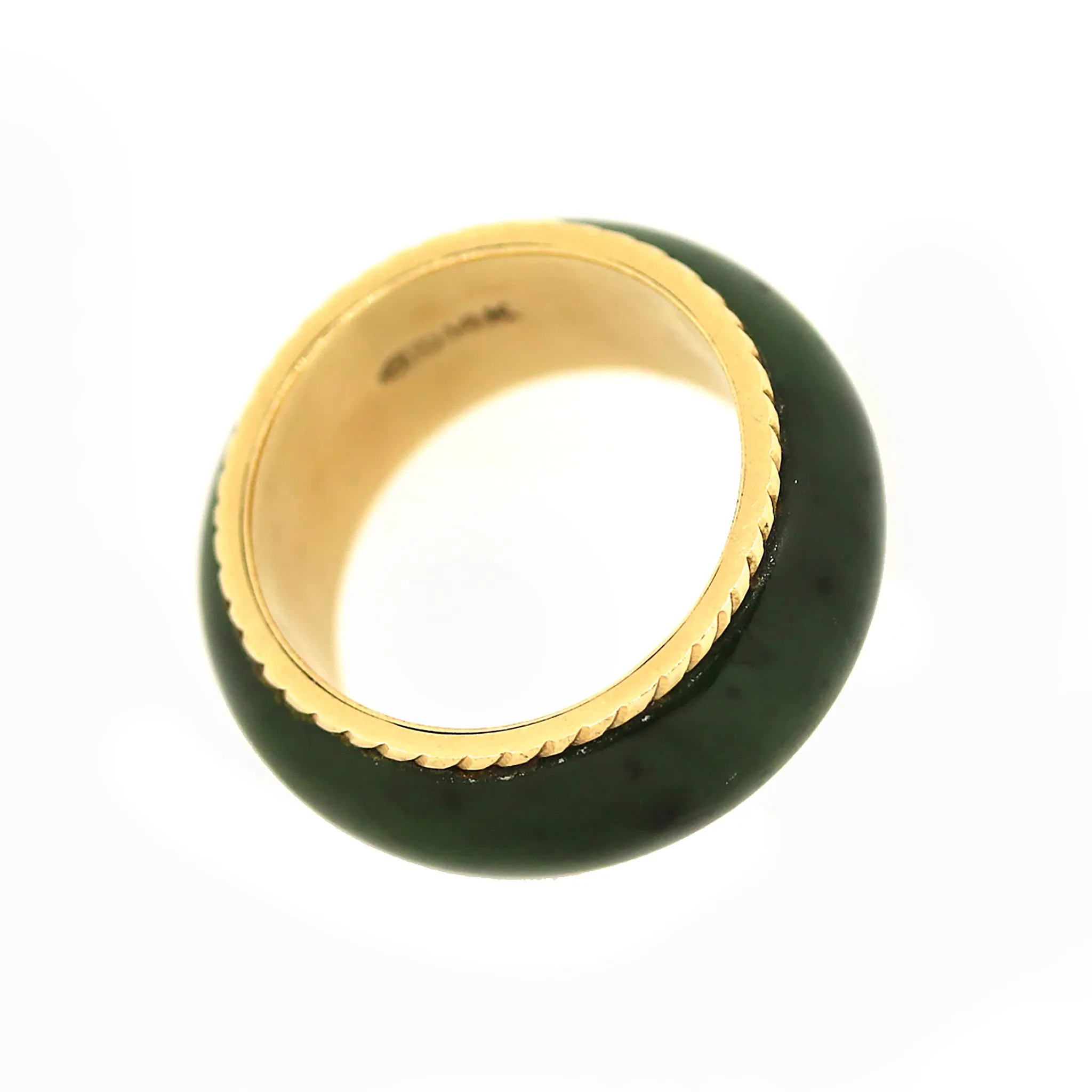 Green Jade & 14k Gold Band