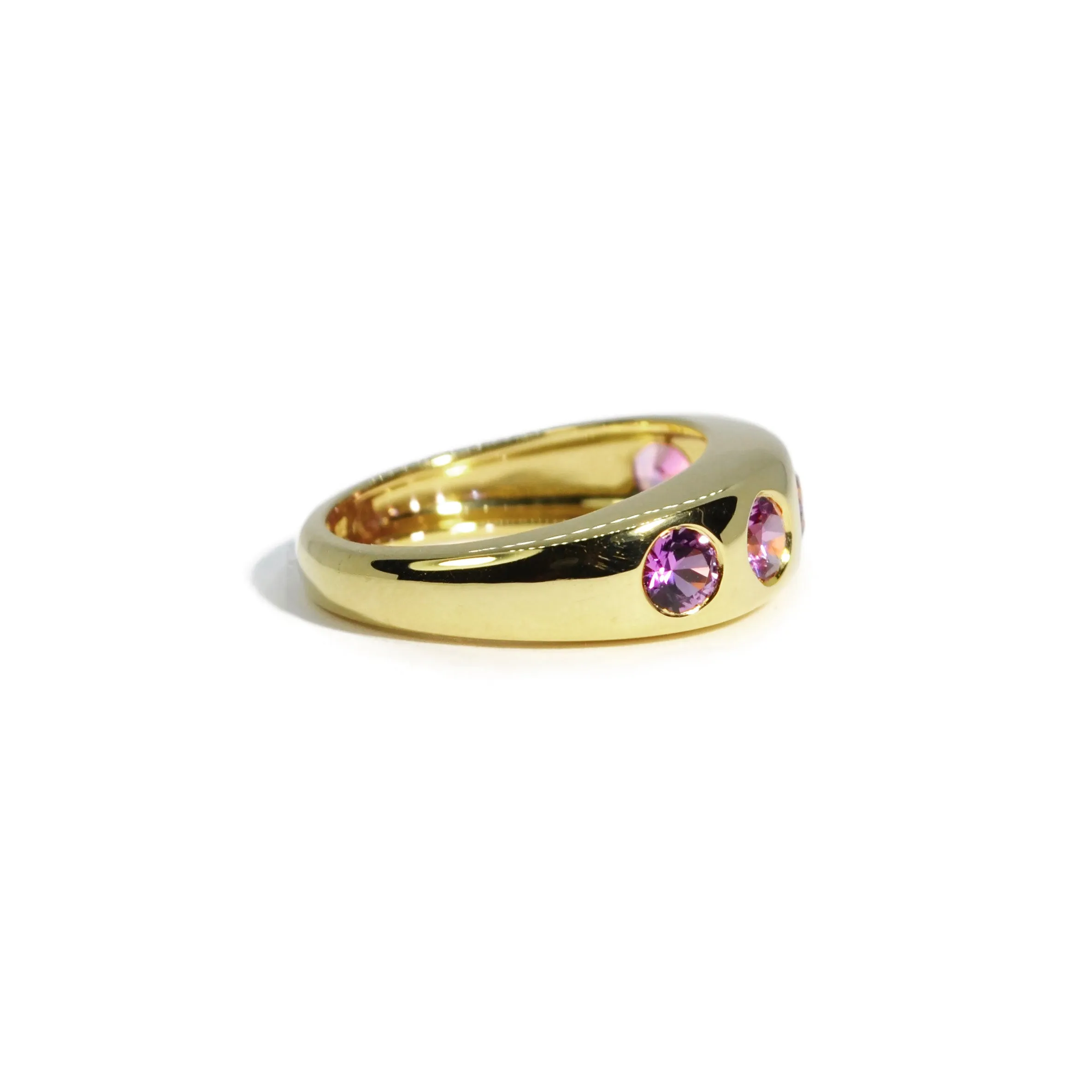 Lauren K - Gypsy Band Ring with Pink Sapphires, 18k Yellow Gold