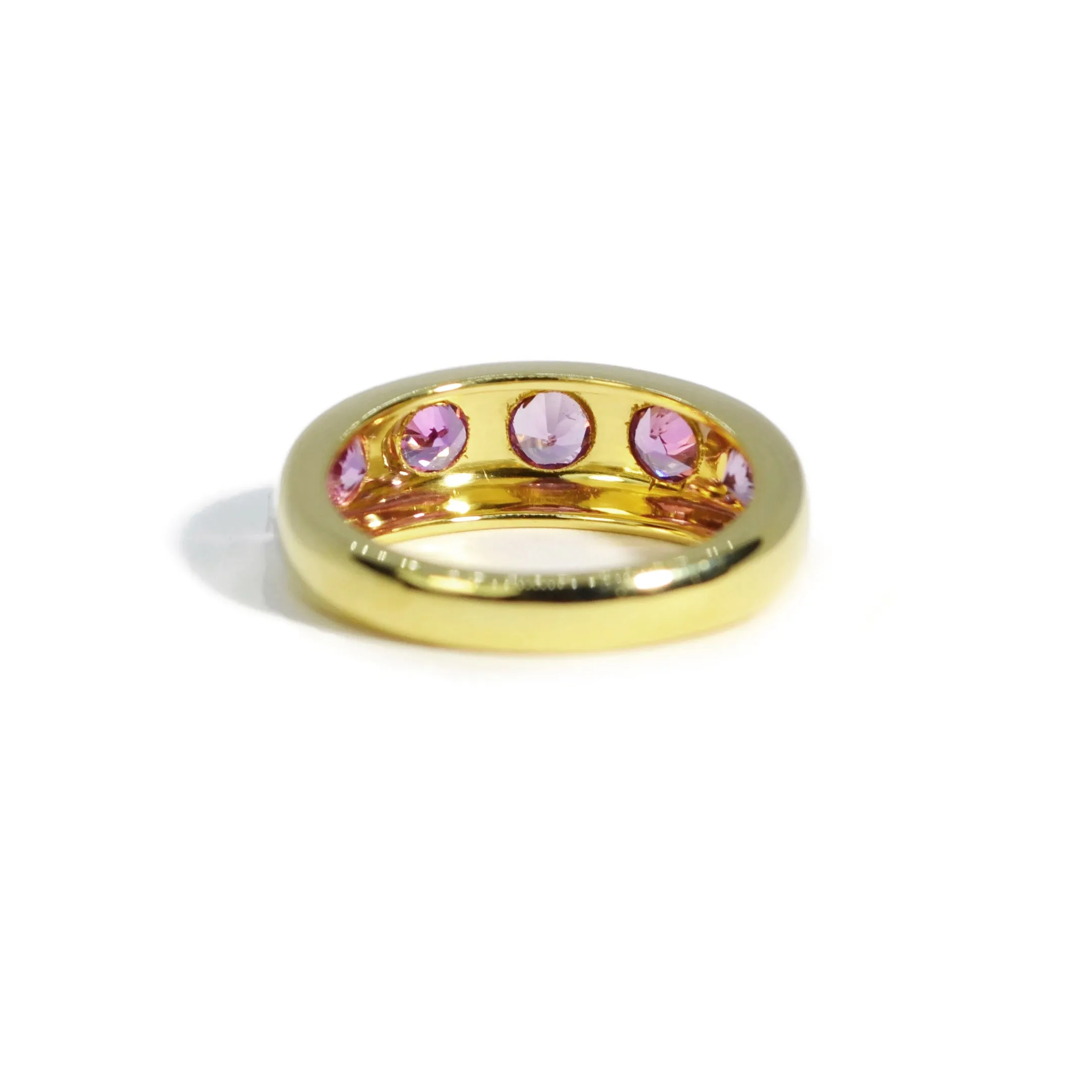 Lauren K - Gypsy Band Ring with Pink Sapphires, 18k Yellow Gold