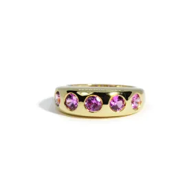 Lauren K - Gypsy Band Ring with Pink Sapphires, 18k Yellow Gold