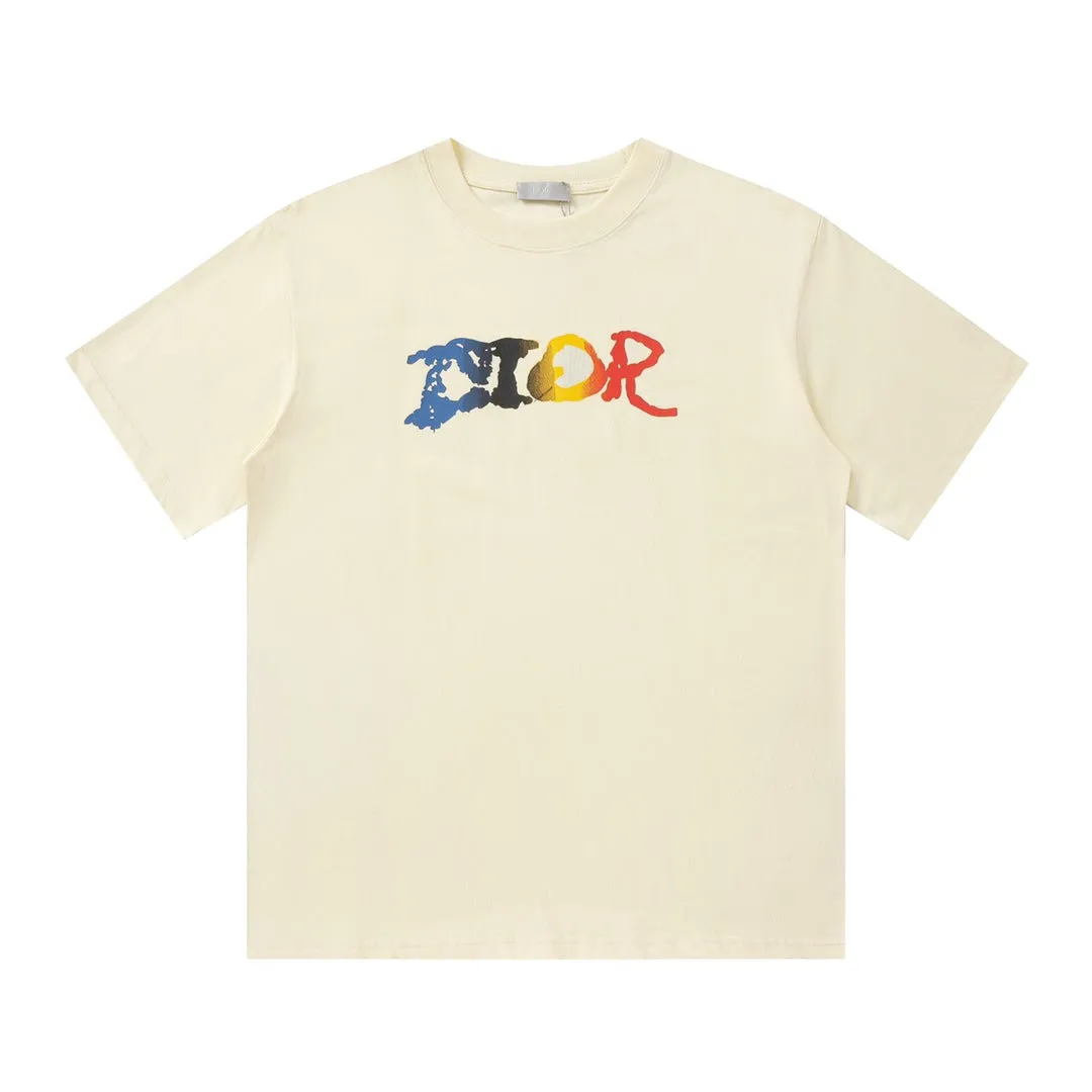 Letter Gradient Print T Shirt