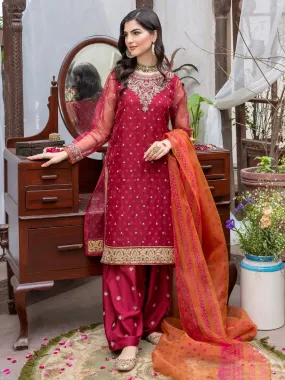 Limelight Red Organza and Silk 3-Piece Suit (P7611SU)