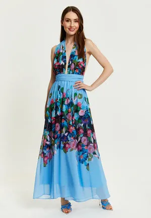 Liquorish Floral Print Deep V Neck Multiway Maxi Dress