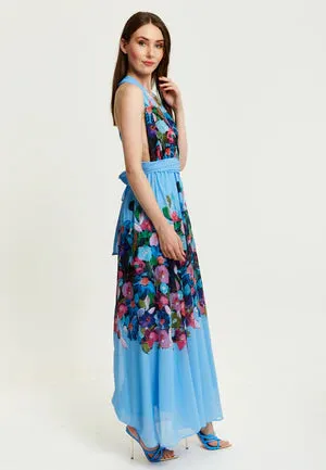 Liquorish Floral Print Deep V Neck Multiway Maxi Dress