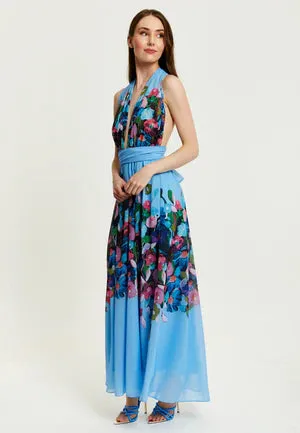 Liquorish Floral Print Deep V Neck Multiway Maxi Dress