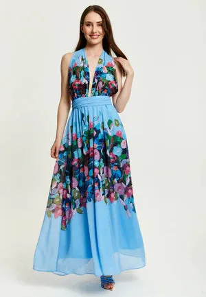 Liquorish Floral Print Deep V Neck Multiway Maxi Dress