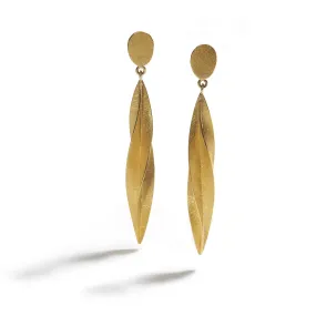 Long Twist & Gold Oval Earrings