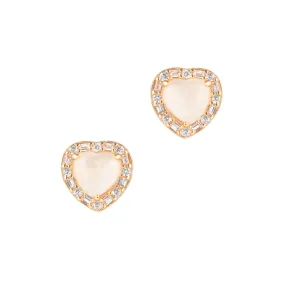 Moonstone Heart Halo Studs 14k gold vermeil