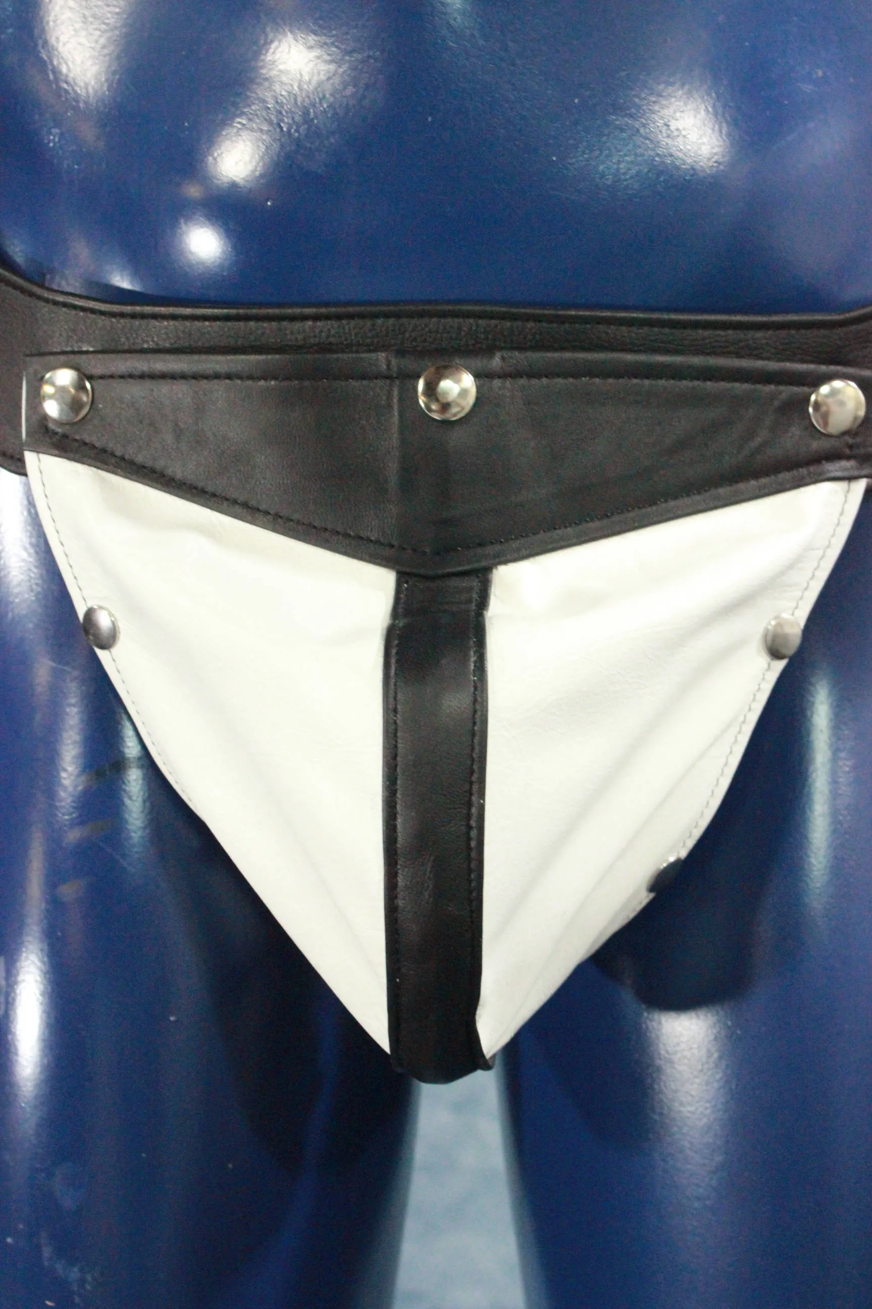 Our classic all leather jock with interchangeable codpiece in soft colored leather.