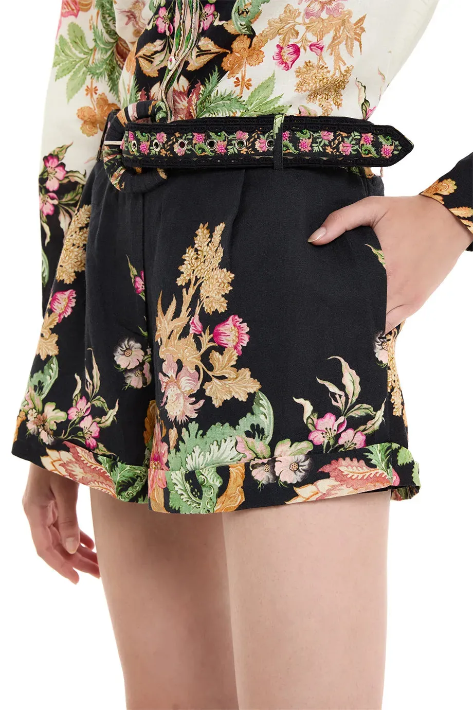 Pahi Floral Shorts With Buckle Belt