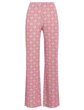 Pantaloni donna Swirl Print in jersey elasticizzato rosa a fantasia