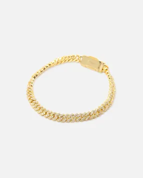 Saint Morta 6mm Iced Cuban Prong Bracelet Iced Gold