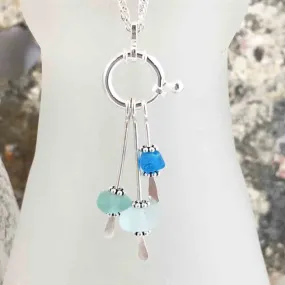 Sea Spray Necklace with Mini Turquoise, Aqua, and Seafoam Sea Glass | #1671