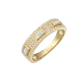 Segmented Baguette and Diamond Ring