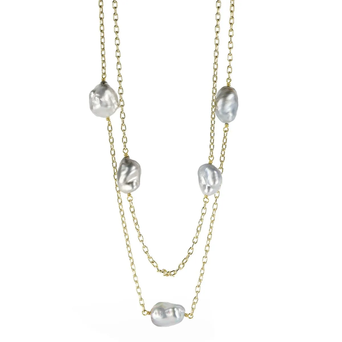 South Sea Keshi Pearl Station Necklace