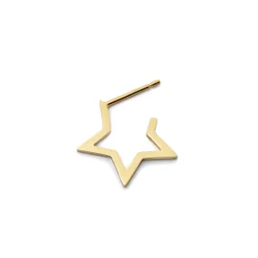 Stella Earring - Star Open Hoop Earring 14K Yellow Gold