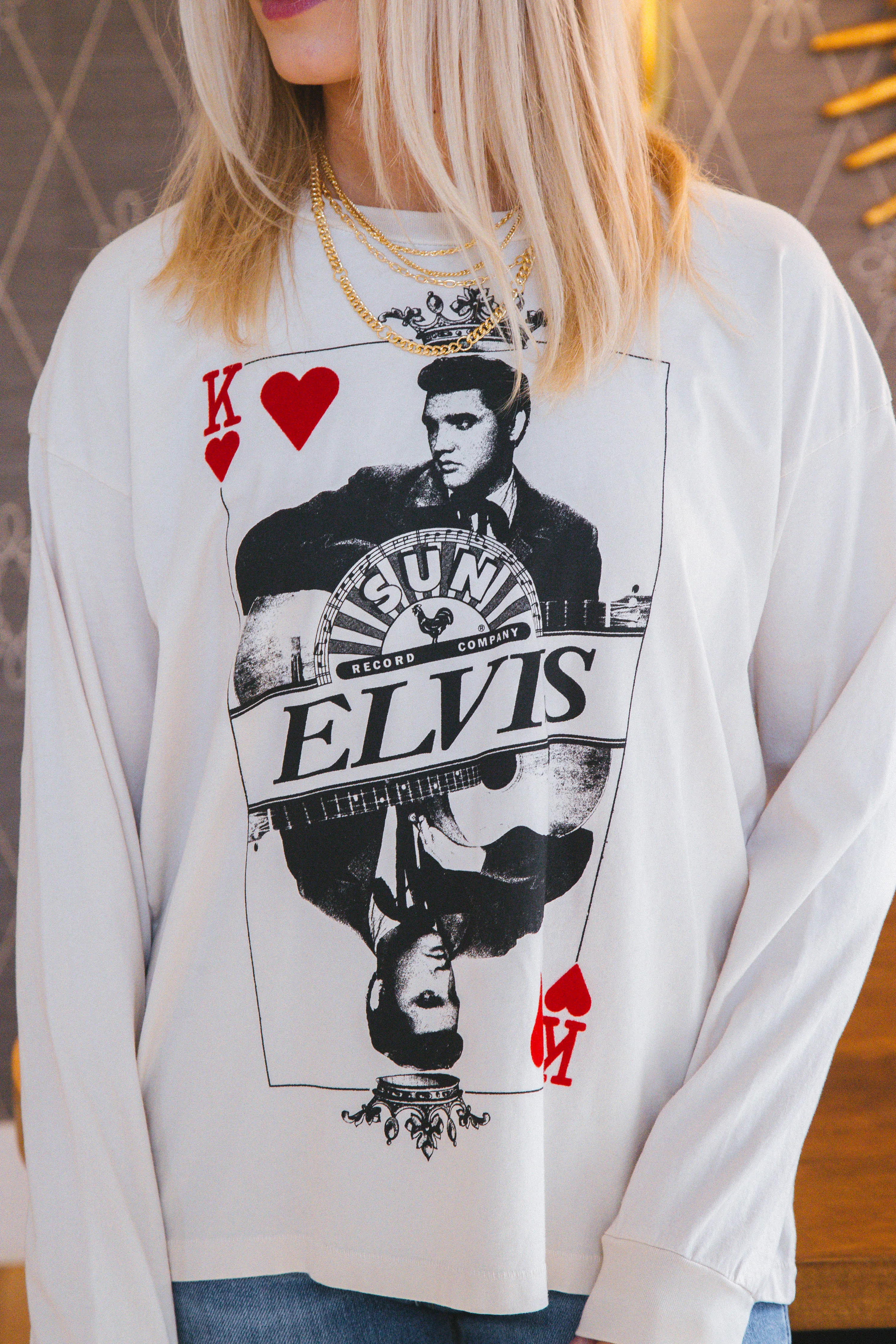 Sun Records Elvis Long Sleeve Tee, Dirty White | Daydreamer