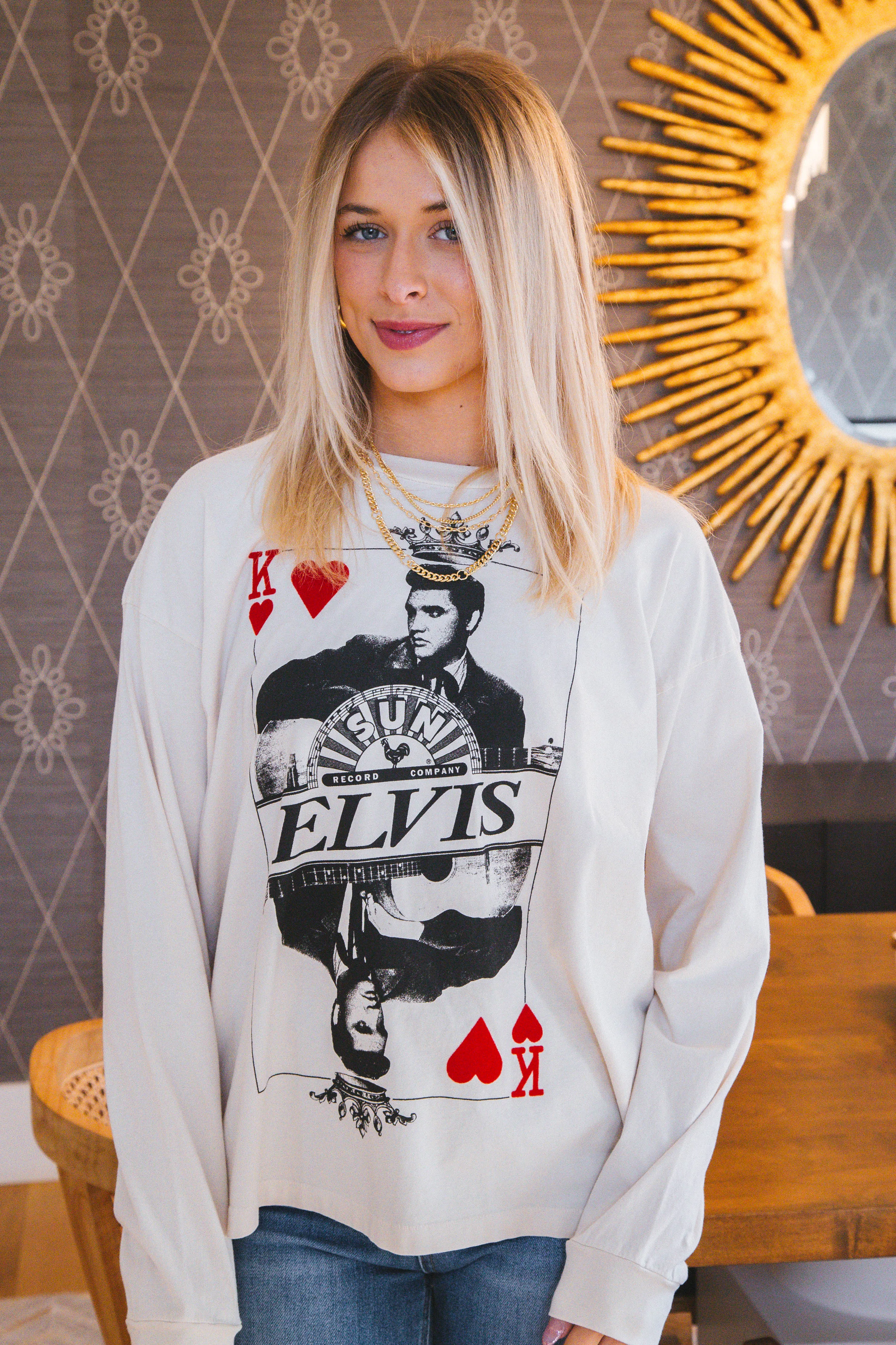 Sun Records Elvis Long Sleeve Tee, Dirty White | Daydreamer