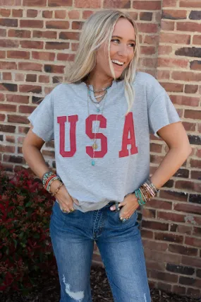 USA Raw Edge Top - Gray