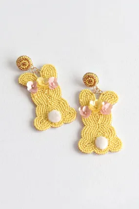 YELLOW BEADED BUNNY EARRINGS